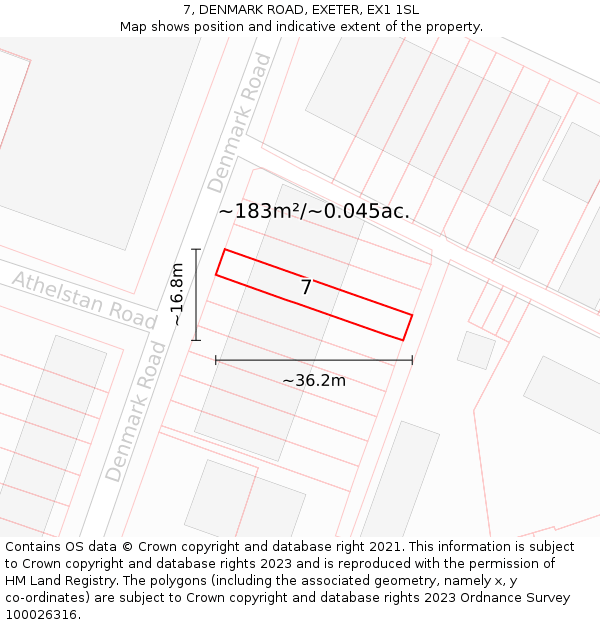 7, DENMARK ROAD, EXETER, EX1 1SL: Plot and title map