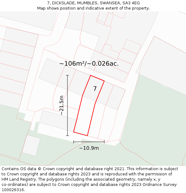 7, DICKSLADE, MUMBLES, SWANSEA, SA3 4EG: Plot and title map