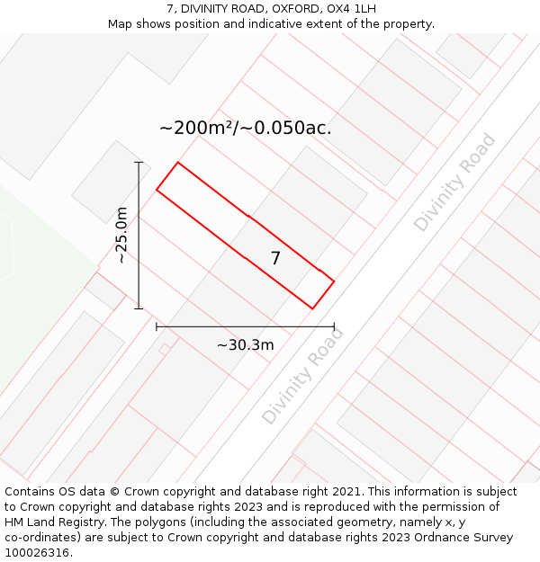 7, DIVINITY ROAD, OXFORD, OX4 1LH: Plot and title map