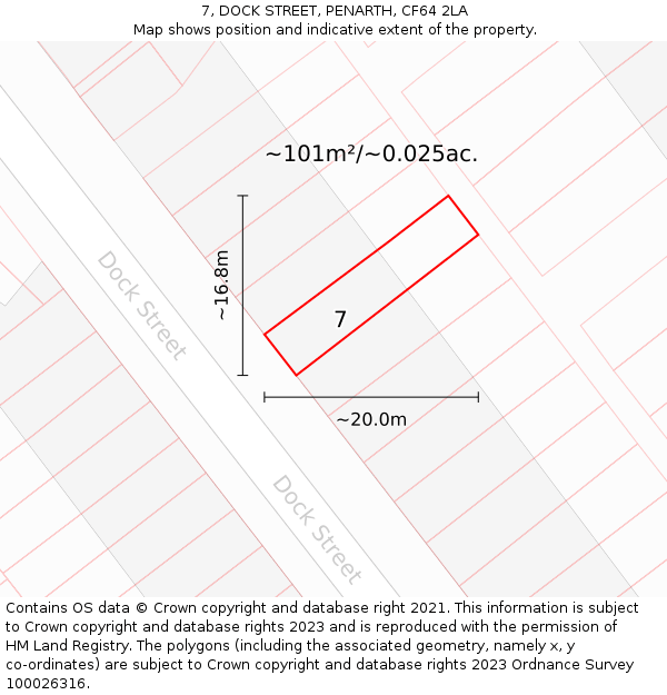7, DOCK STREET, PENARTH, CF64 2LA: Plot and title map