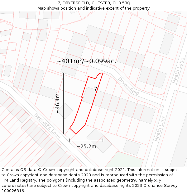7, DRYERSFIELD, CHESTER, CH3 5RQ: Plot and title map