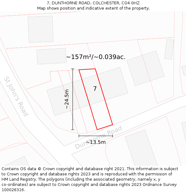 7, DUNTHORNE ROAD, COLCHESTER, CO4 0HZ: Plot and title map