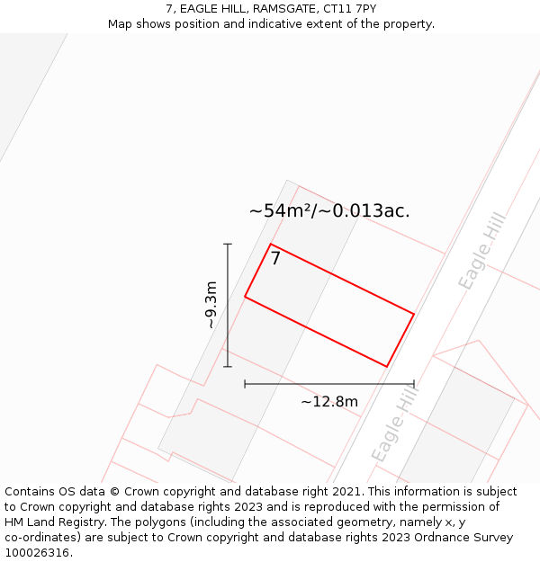 7, EAGLE HILL, RAMSGATE, CT11 7PY: Plot and title map