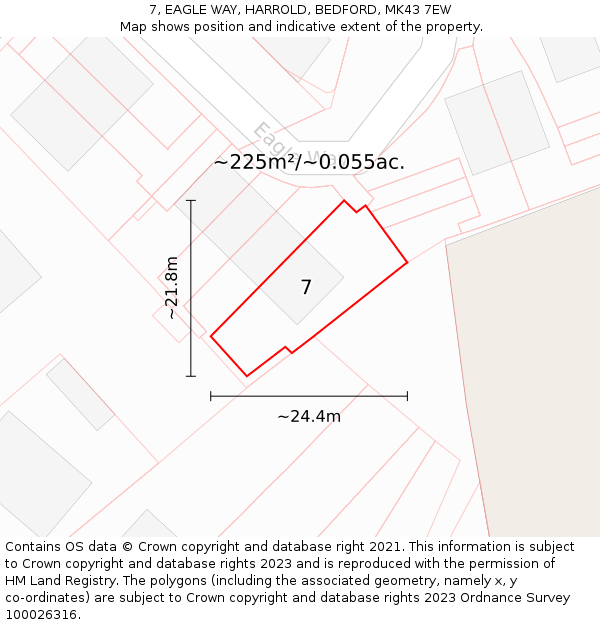 7, EAGLE WAY, HARROLD, BEDFORD, MK43 7EW: Plot and title map