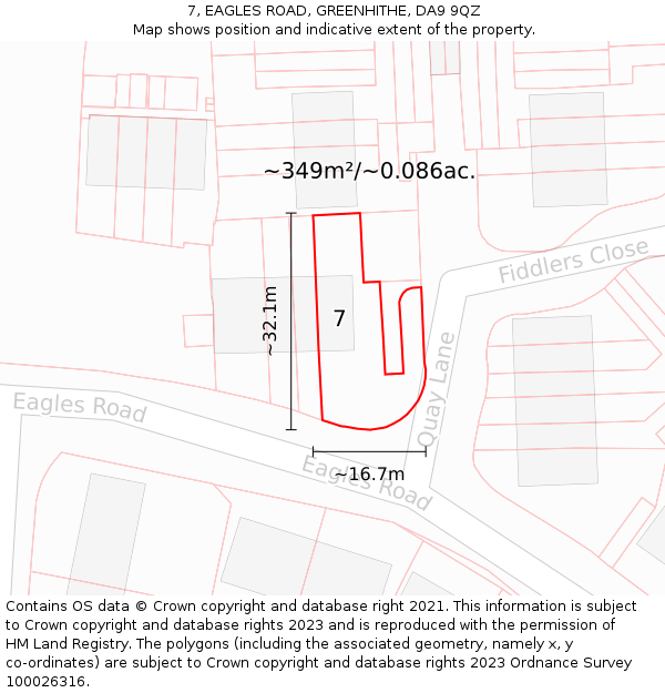 7, EAGLES ROAD, GREENHITHE, DA9 9QZ: Plot and title map