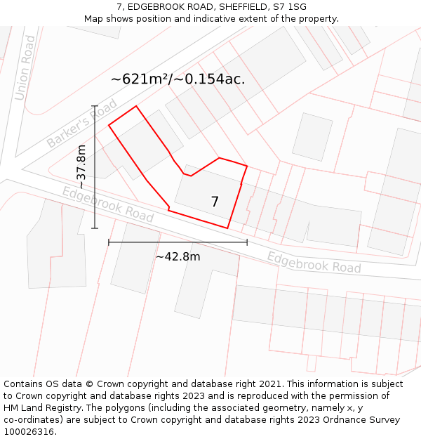 7, EDGEBROOK ROAD, SHEFFIELD, S7 1SG: Plot and title map