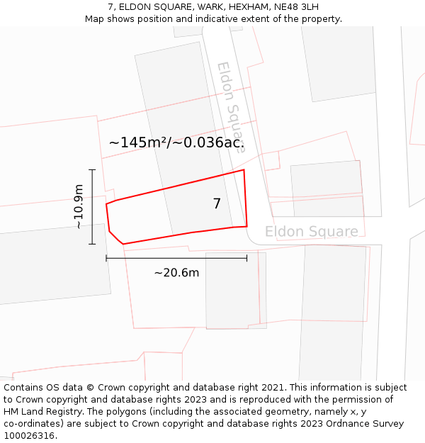 7, ELDON SQUARE, WARK, HEXHAM, NE48 3LH: Plot and title map