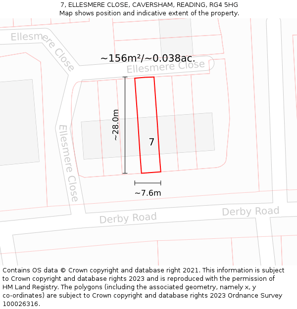 7, ELLESMERE CLOSE, CAVERSHAM, READING, RG4 5HG: Plot and title map