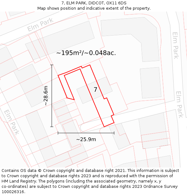 7, ELM PARK, DIDCOT, OX11 6DS: Plot and title map