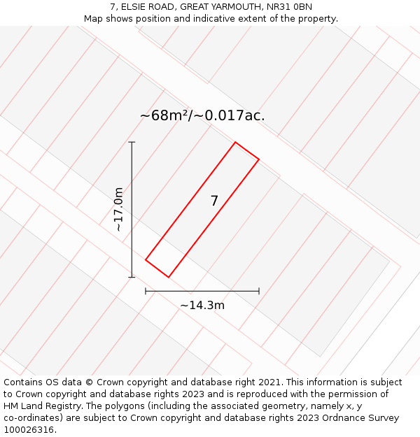 7, ELSIE ROAD, GREAT YARMOUTH, NR31 0BN: Plot and title map