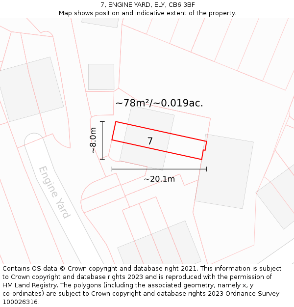 7, ENGINE YARD, ELY, CB6 3BF: Plot and title map
