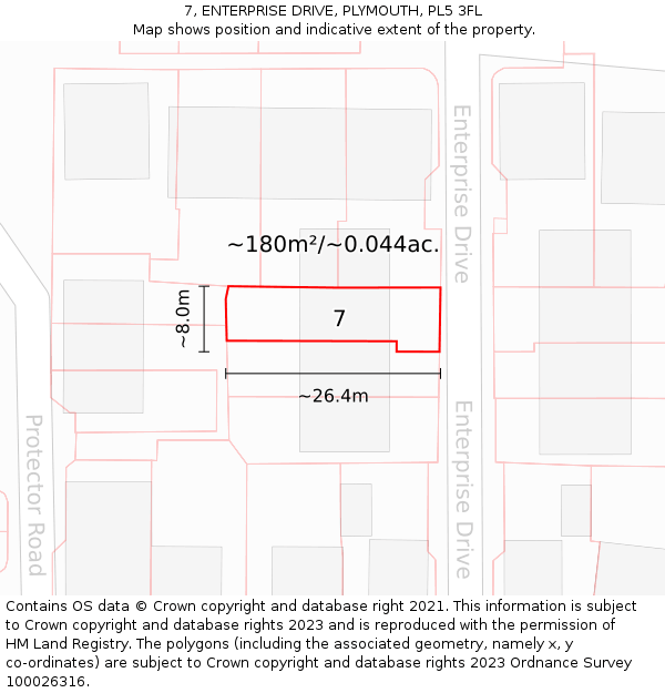 7, ENTERPRISE DRIVE, PLYMOUTH, PL5 3FL: Plot and title map