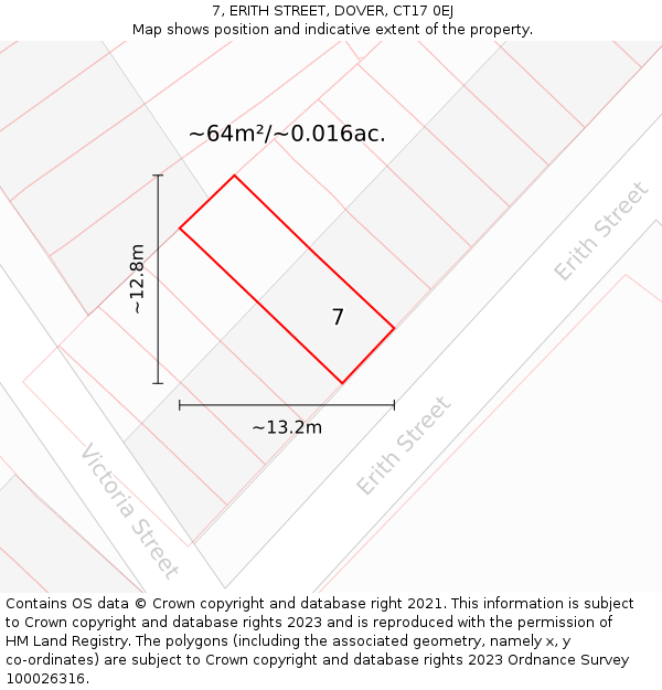 7, ERITH STREET, DOVER, CT17 0EJ: Plot and title map
