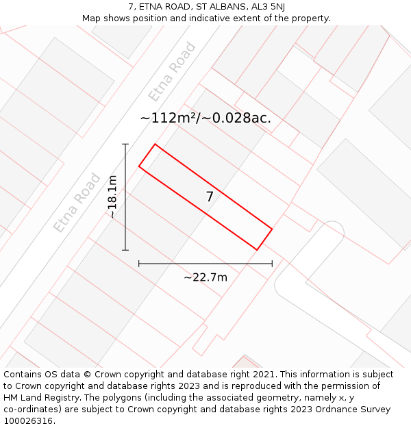 7, ETNA ROAD, ST ALBANS, AL3 5NJ: Plot and title map