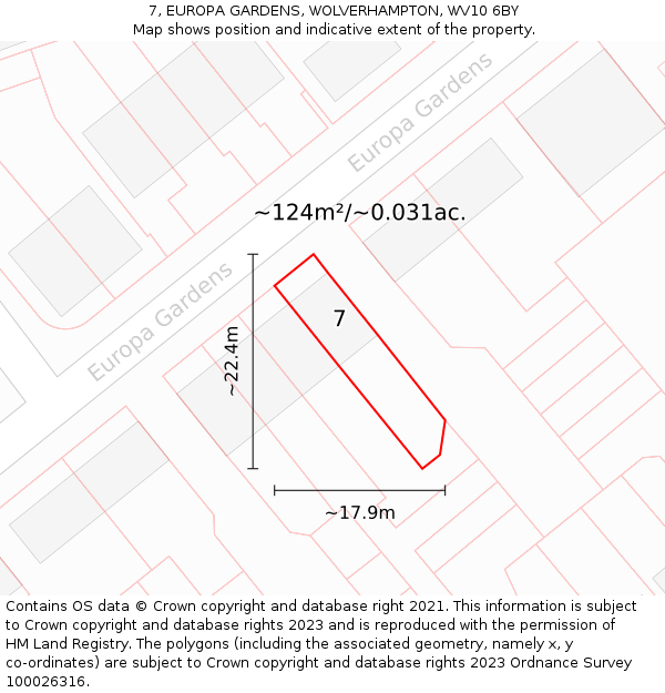 7, EUROPA GARDENS, WOLVERHAMPTON, WV10 6BY: Plot and title map