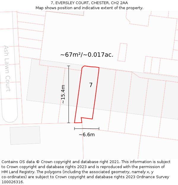 7, EVERSLEY COURT, CHESTER, CH2 2AA: Plot and title map