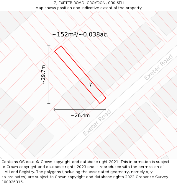 7, EXETER ROAD, CROYDON, CR0 6EH: Plot and title map