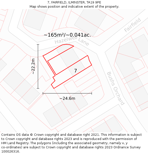 7, FAIRFIELD, ILMINSTER, TA19 9PE: Plot and title map