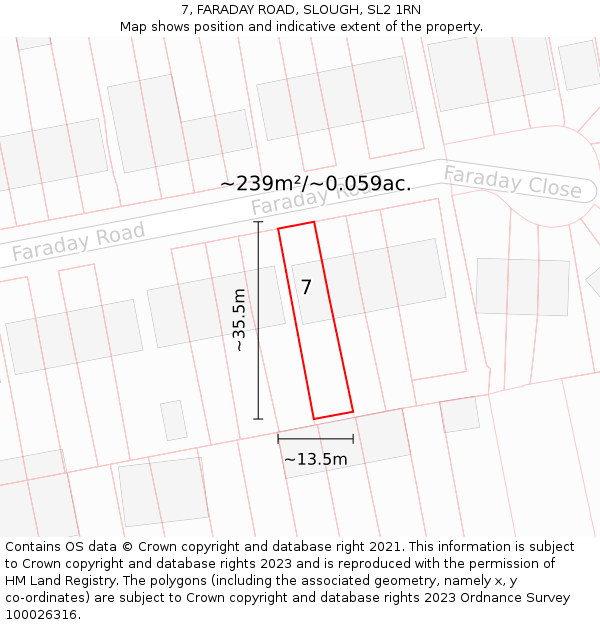 7, FARADAY ROAD, SLOUGH, SL2 1RN: Plot and title map