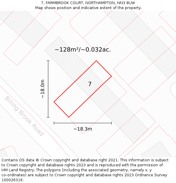 7, FARMBROOK COURT, NORTHAMPTON, NN3 8UW: Plot and title map