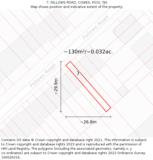 7, FELLOWS ROAD, COWES, PO31 7JN: Plot and title map