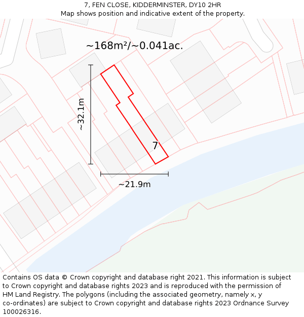 7, FEN CLOSE, KIDDERMINSTER, DY10 2HR: Plot and title map