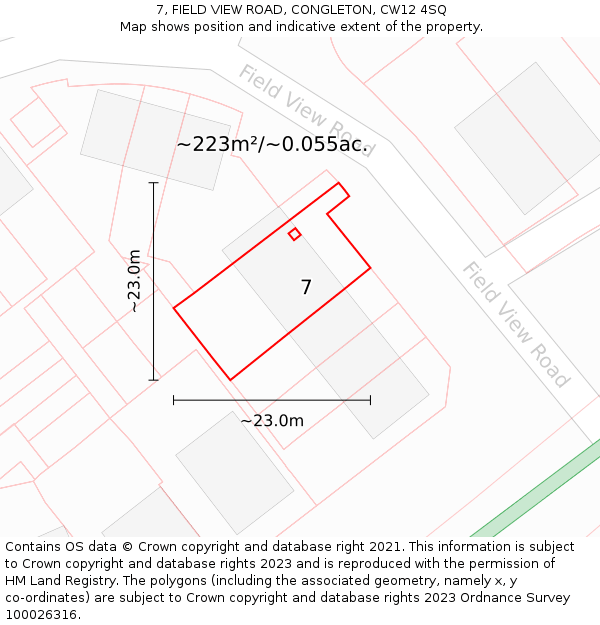 7, FIELD VIEW ROAD, CONGLETON, CW12 4SQ: Plot and title map