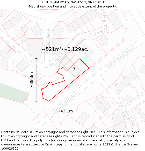7, FILSHAM ROAD, SWINDON, SN25 2BU: Plot and title map
