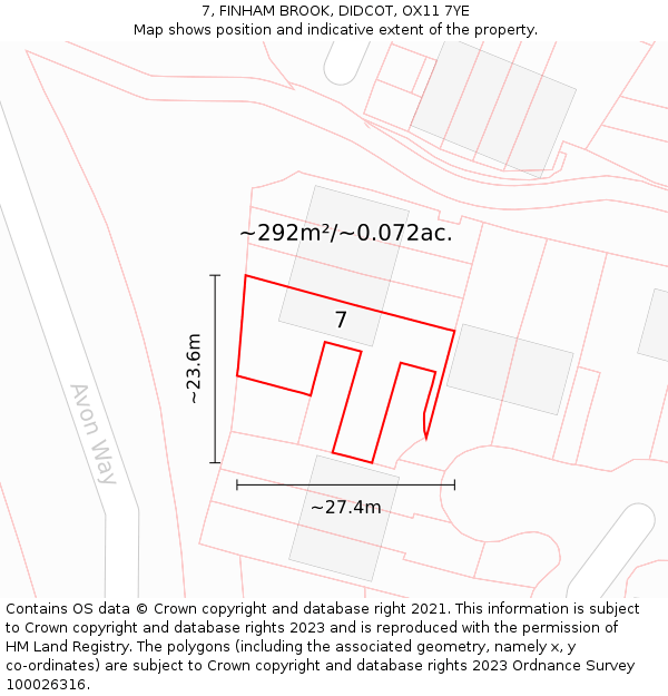 7, FINHAM BROOK, DIDCOT, OX11 7YE: Plot and title map