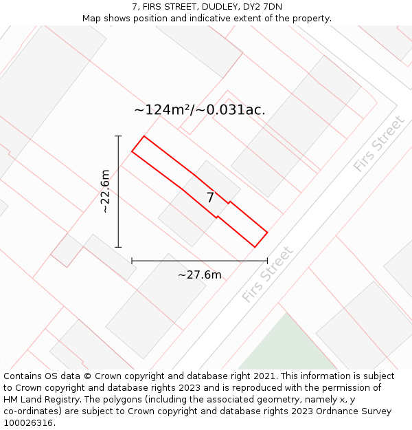 7, FIRS STREET, DUDLEY, DY2 7DN: Plot and title map