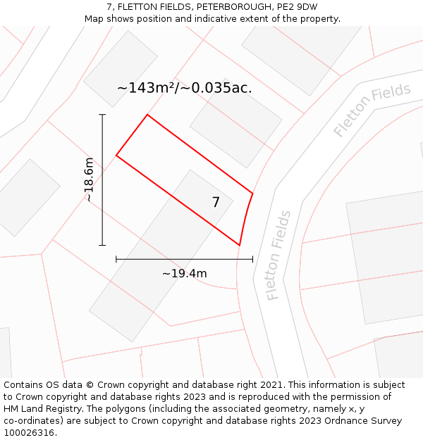 7, FLETTON FIELDS, PETERBOROUGH, PE2 9DW: Plot and title map