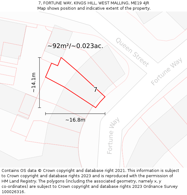 7, FORTUNE WAY, KINGS HILL, WEST MALLING, ME19 4JR: Plot and title map