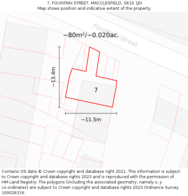 7, FOUNTAIN STREET, MACCLESFIELD, SK10 1JN: Plot and title map