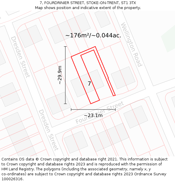 7, FOURDRINIER STREET, STOKE-ON-TRENT, ST1 3TX: Plot and title map