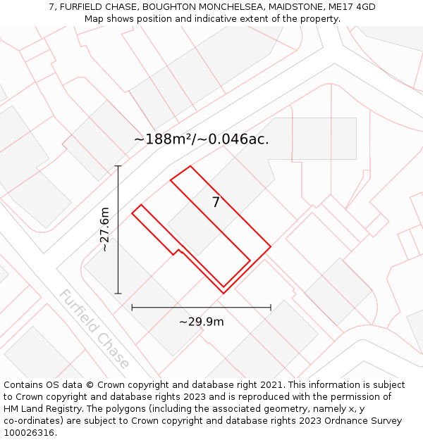 7, FURFIELD CHASE, BOUGHTON MONCHELSEA, MAIDSTONE, ME17 4GD: Plot and title map