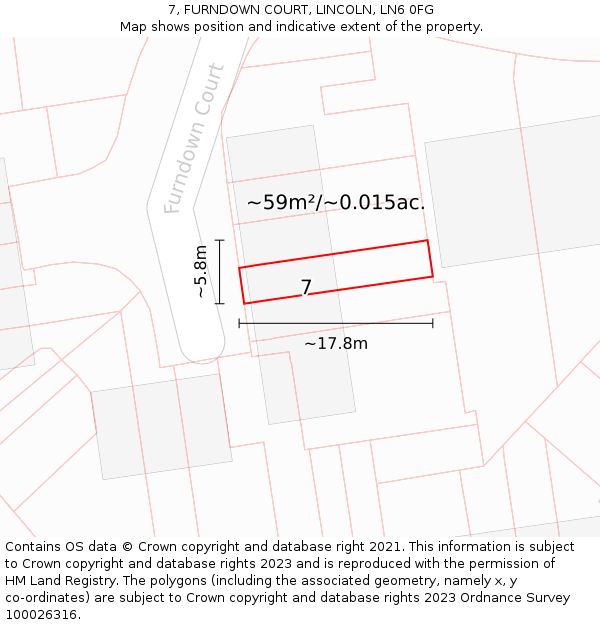 7, FURNDOWN COURT, LINCOLN, LN6 0FG: Plot and title map