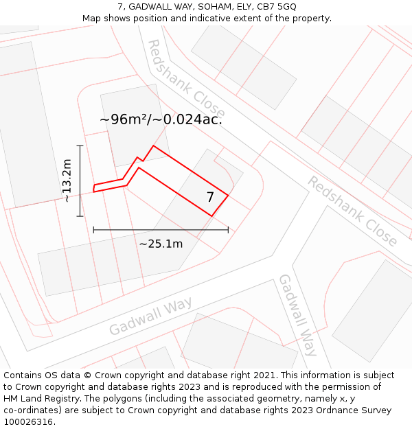 7, GADWALL WAY, SOHAM, ELY, CB7 5GQ: Plot and title map