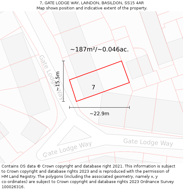 7, GATE LODGE WAY, LAINDON, BASILDON, SS15 4AR: Plot and title map