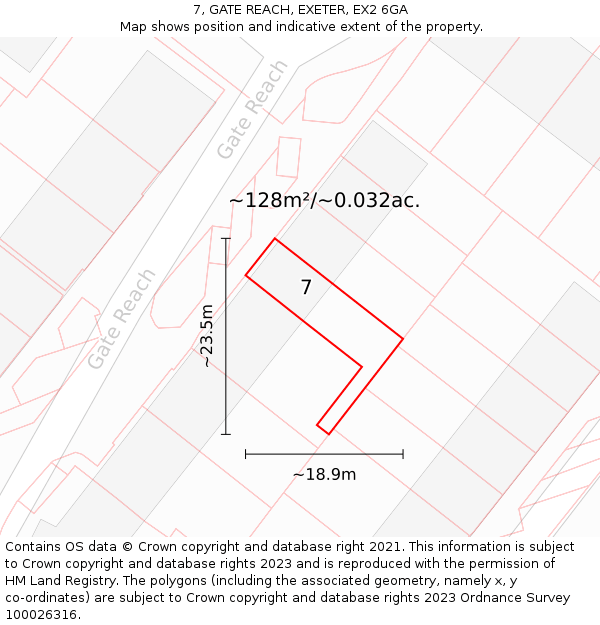 7, GATE REACH, EXETER, EX2 6GA: Plot and title map
