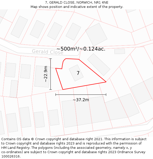 7, GERALD CLOSE, NORWICH, NR1 4NE: Plot and title map