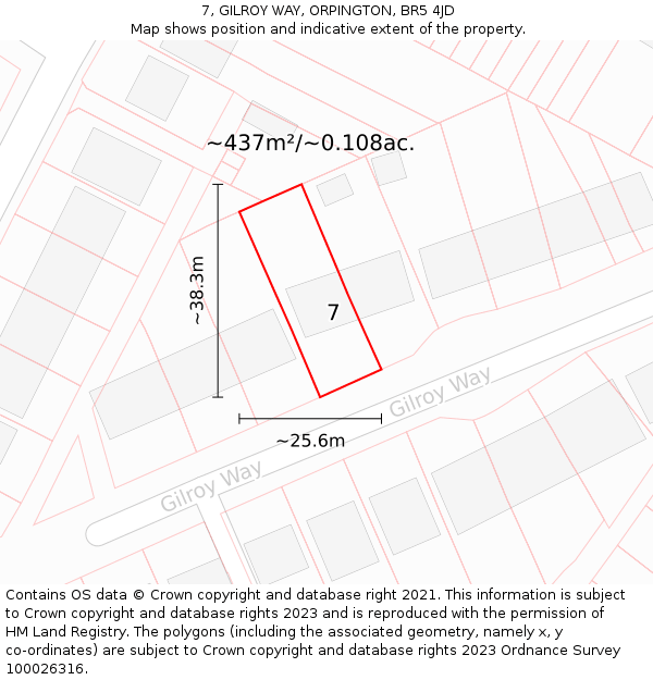 7, GILROY WAY, ORPINGTON, BR5 4JD: Plot and title map