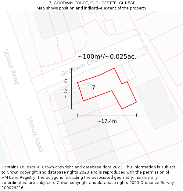 7, GOODWIN COURT, GLOUCESTER, GL1 5AF: Plot and title map