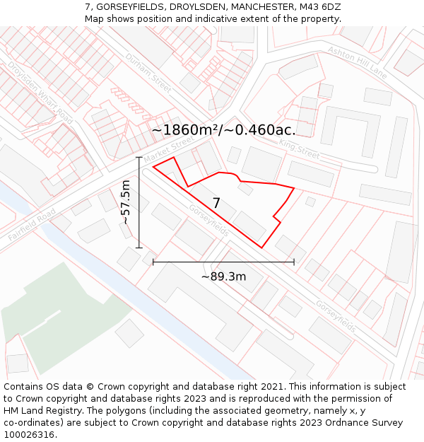 7, GORSEYFIELDS, DROYLSDEN, MANCHESTER, M43 6DZ: Plot and title map