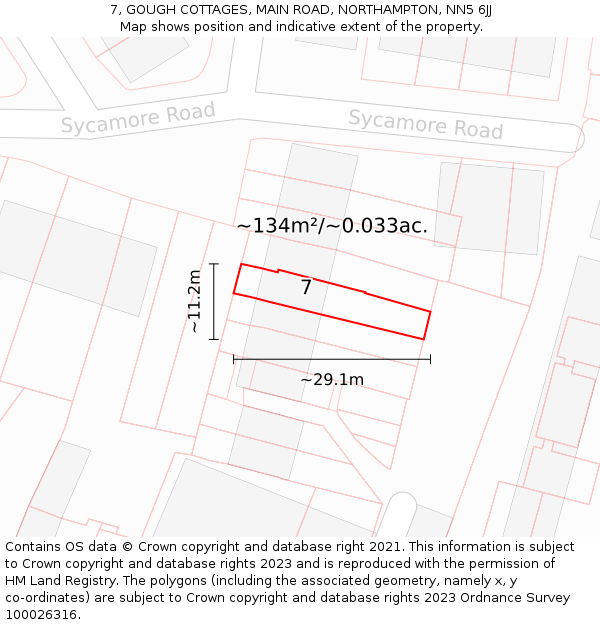 7, GOUGH COTTAGES, MAIN ROAD, NORTHAMPTON, NN5 6JJ: Plot and title map
