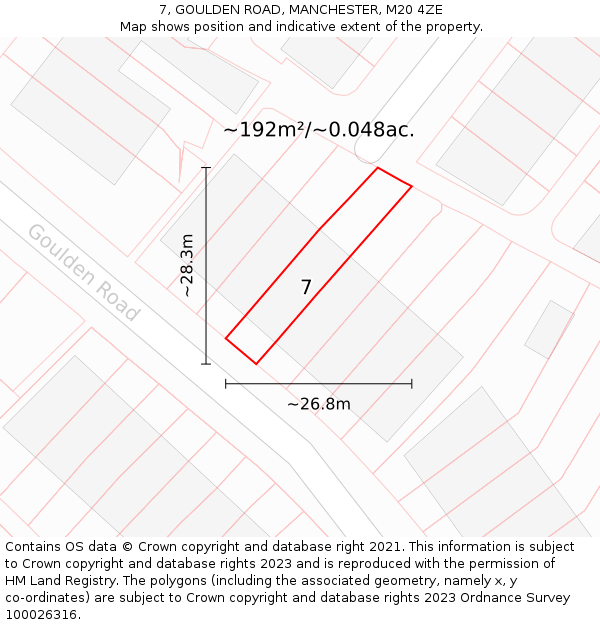 7, GOULDEN ROAD, MANCHESTER, M20 4ZE: Plot and title map