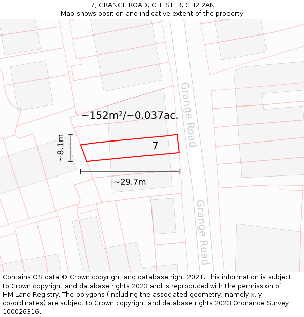 7, GRANGE ROAD, CHESTER, CH2 2AN: Plot and title map