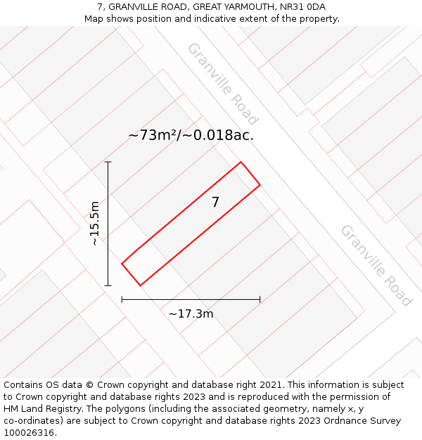 7, GRANVILLE ROAD, GREAT YARMOUTH, NR31 0DA: Plot and title map