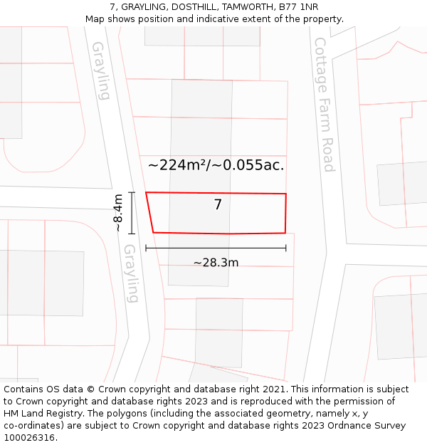 7, GRAYLING, DOSTHILL, TAMWORTH, B77 1NR: Plot and title map