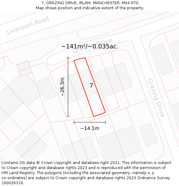 7, GRAZING DRIVE, IRLAM, MANCHESTER, M44 6TG: Plot and title map