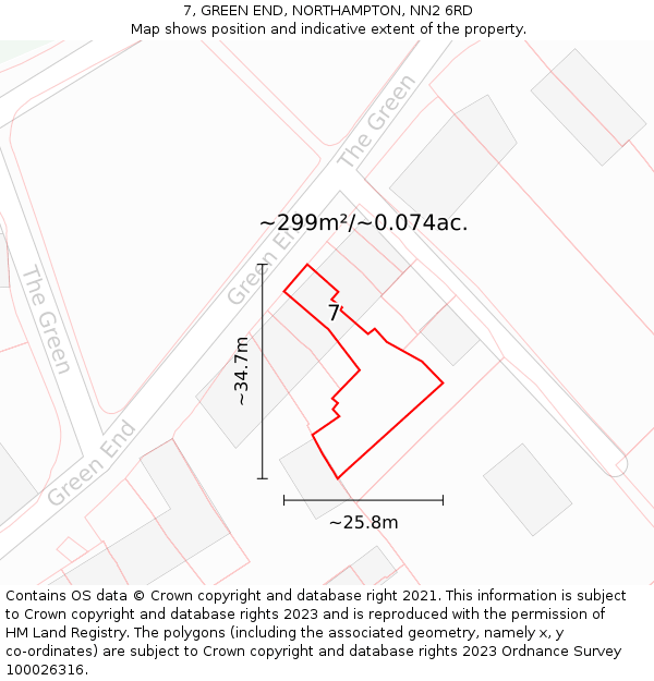 7, GREEN END, NORTHAMPTON, NN2 6RD: Plot and title map